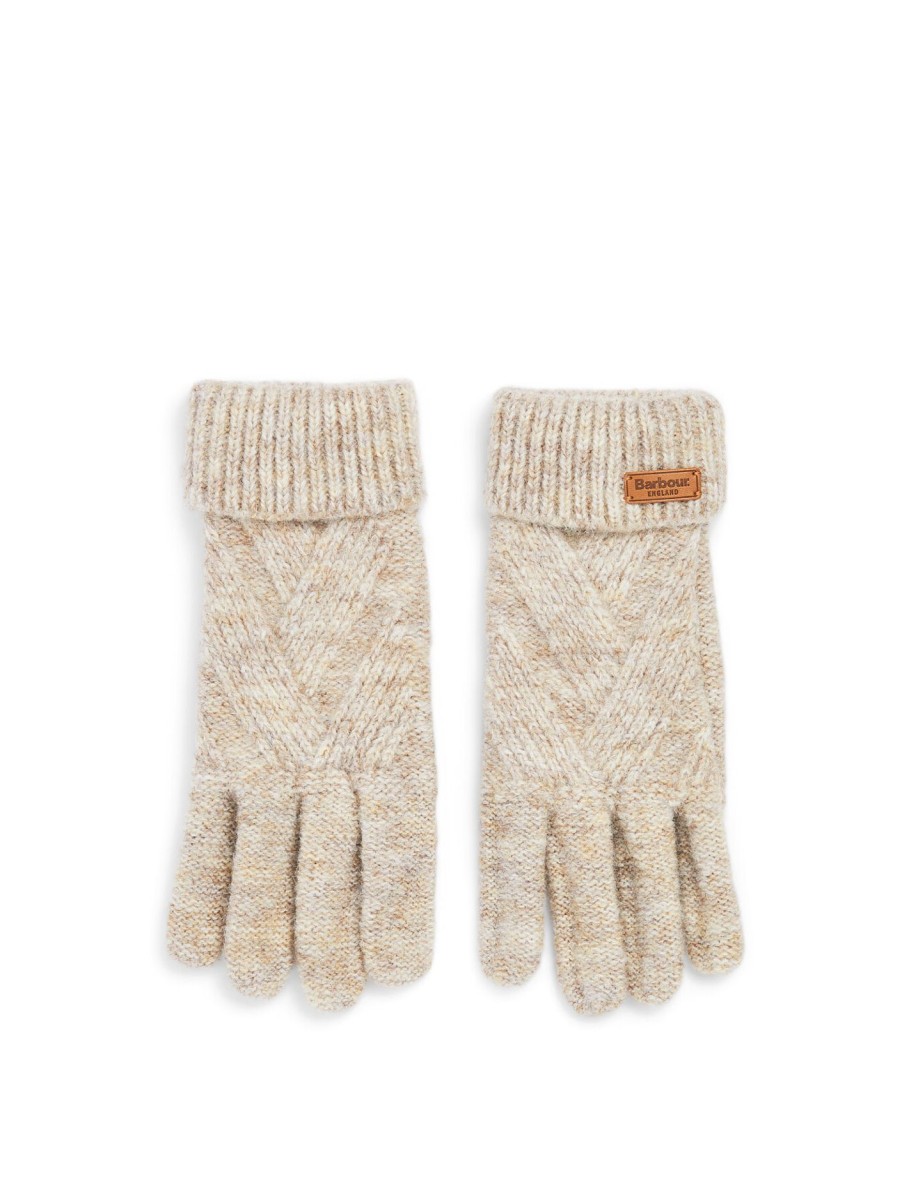 Women Barbour Gloves | Barbour Dace Cable Knitted Gloves Sand Beige