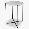 Furniture & Outdoor Dar Lighting Side Tables | Azzate Round Rolled Edge Side Table White Marble Effect