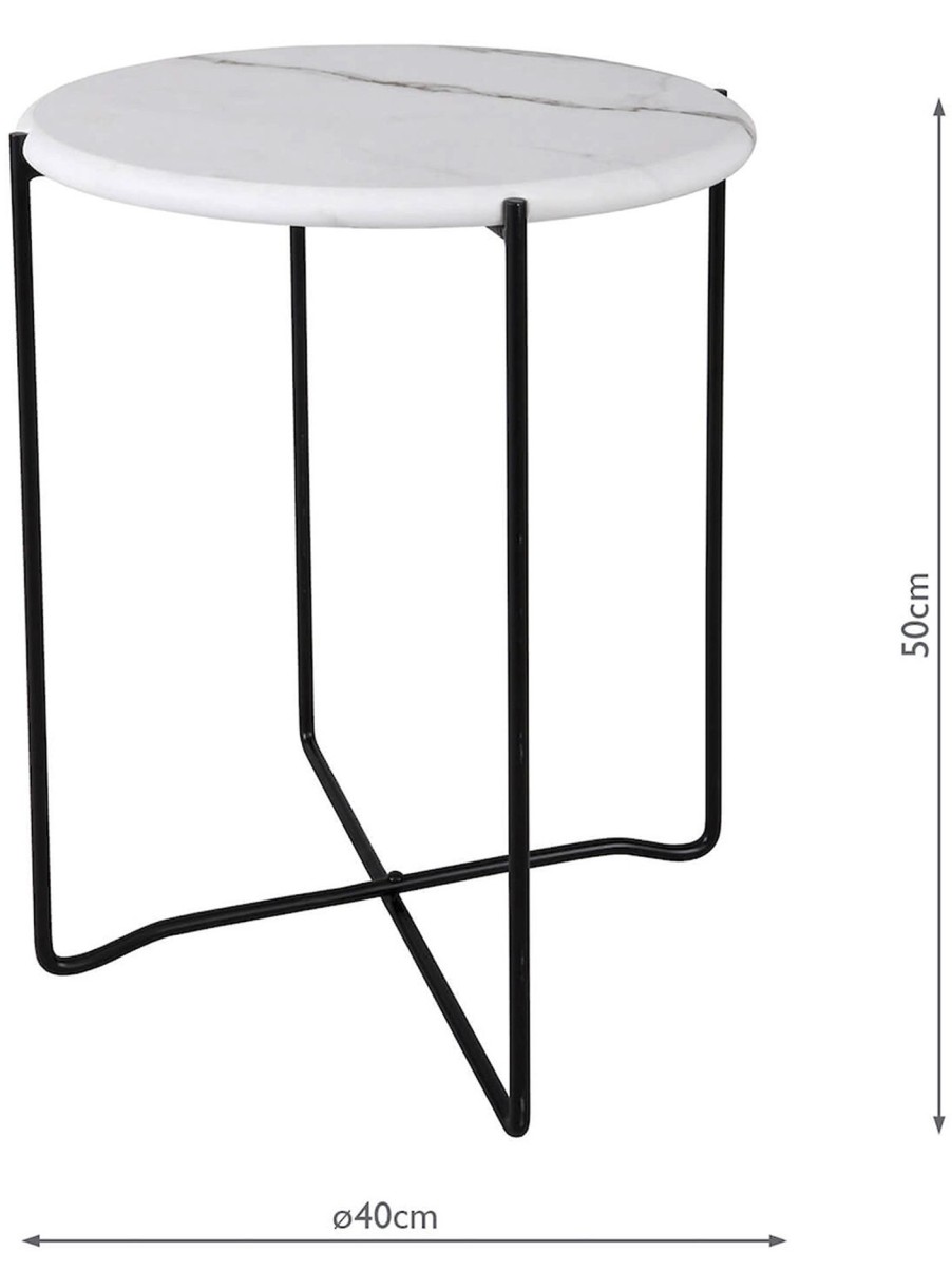 Furniture & Outdoor Dar Lighting Side Tables | Azzate Round Rolled Edge Side Table White Marble Effect