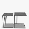 Furniture & Outdoor Libra Interiors Side Tables | Luna Textured Aluminium Set Of 2 Side Tables Graphite