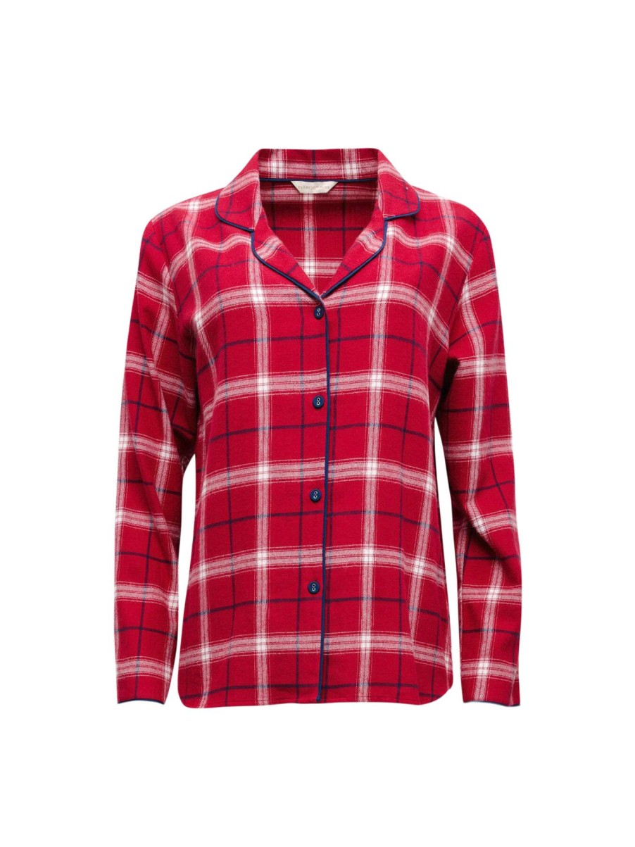 Women Cyberjammies Nightwear | Noel Check Pyjama Top Red