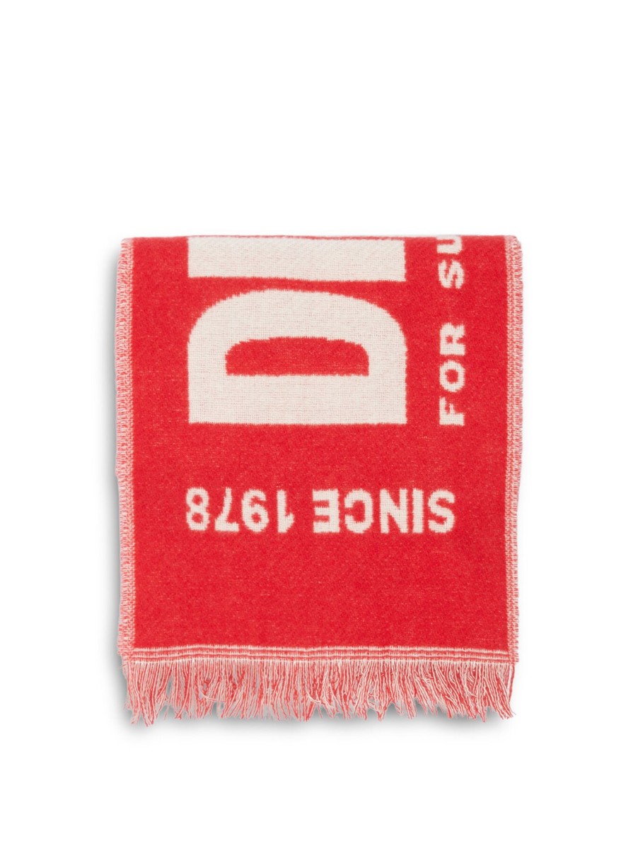 Women Diesel Scarves | Blended Wool Scarf With Jacquard Logo Racing Red