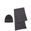 Men BOSS Hats | Scarf And Beanie Hat Set Black