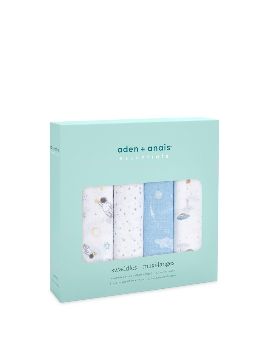 Kids aden + anais Feeding & Healthcare | Muslin Swadle Blanket 4-Pack Space Explorers