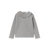 Kids Mayoral Tops | Ribbed T-Shirt With Petal Neck Steel