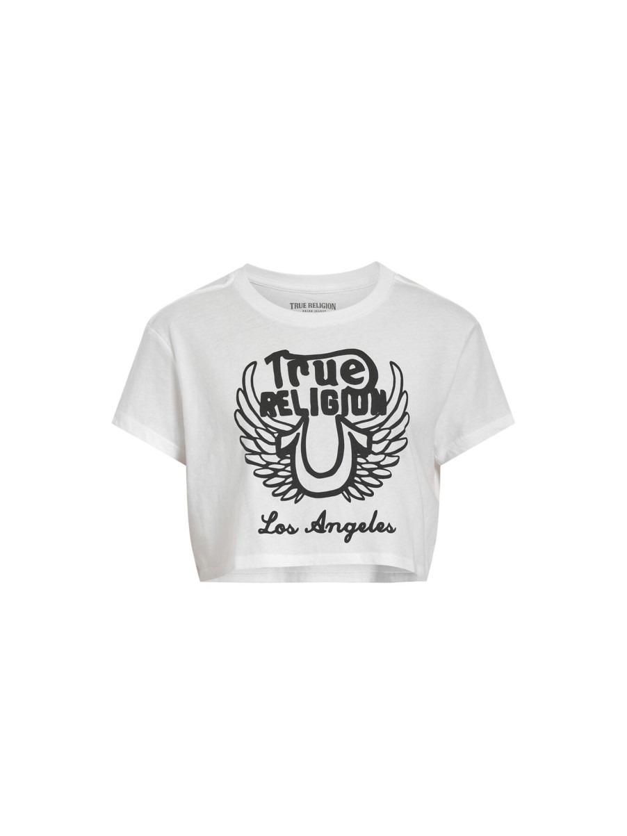 Women True Religion Tops | Cropped Crew Tee White