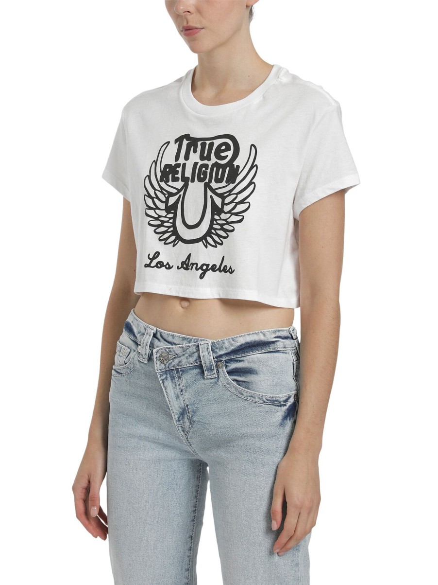 Women True Religion Tops | Cropped Crew Tee White