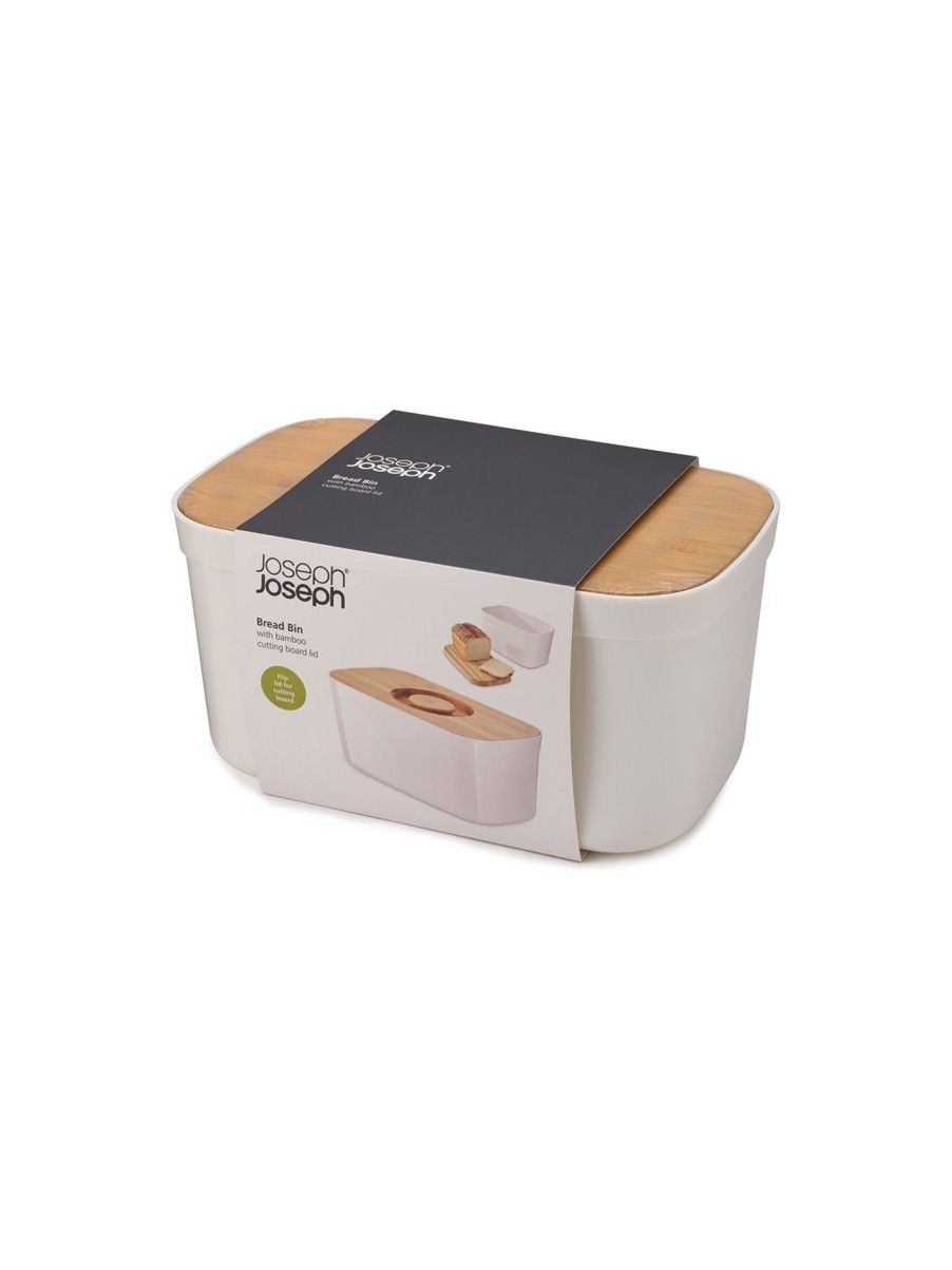 Home & Tech Joseph Joseph Lunchboxes & Food Storage | Bread Bin With Cutting Board Lid White