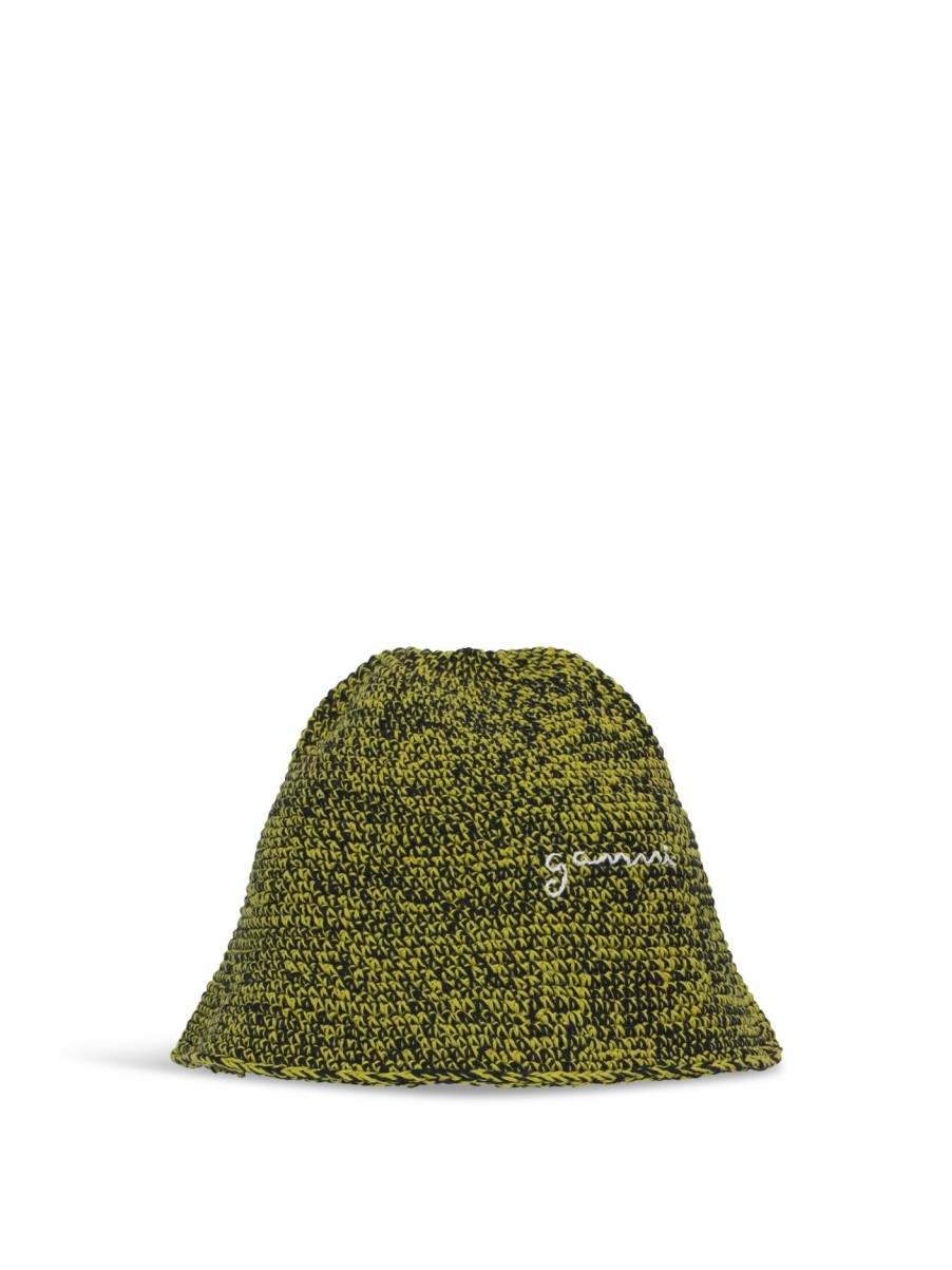 Women GANNI Hats | Crochet Bucket Hat Black