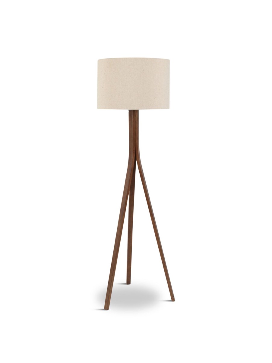 Home & Tech Heal's Floor Lamps | Baxter Wooden Floor Lamp With Shade Brown