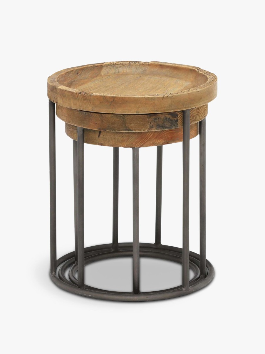 Furniture & Outdoor Barker and Stonehouse Side Tables | Keeler Set Of 3 Reclaimed Round Tables Neutral