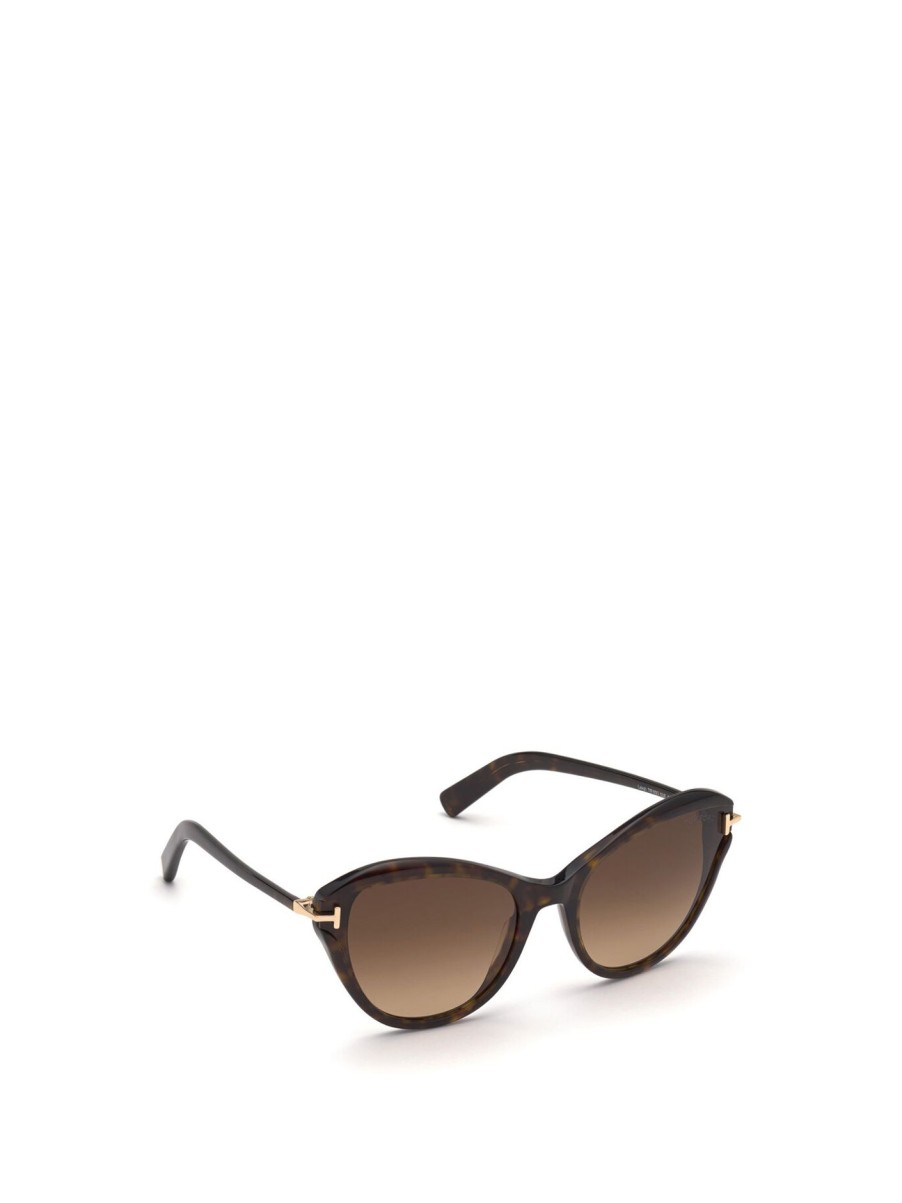 Women Tom Ford Eyewear Sunglasses | Leigh Cat Eye Acetate Sunglasses Dark Havana/Gradient Brown