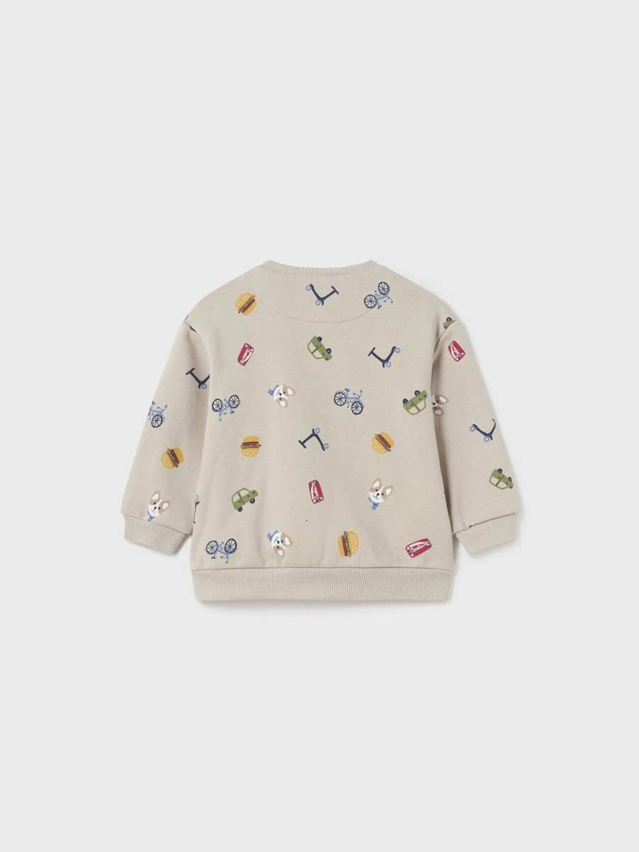 Kids Mayoral Tops | Printed Wheelong Sleeve Sweater Stone