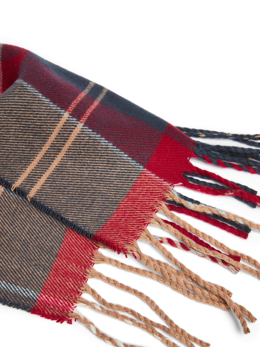 Men Barbour Scarves | Galingale Tartan Scarf Cranberry Tartan