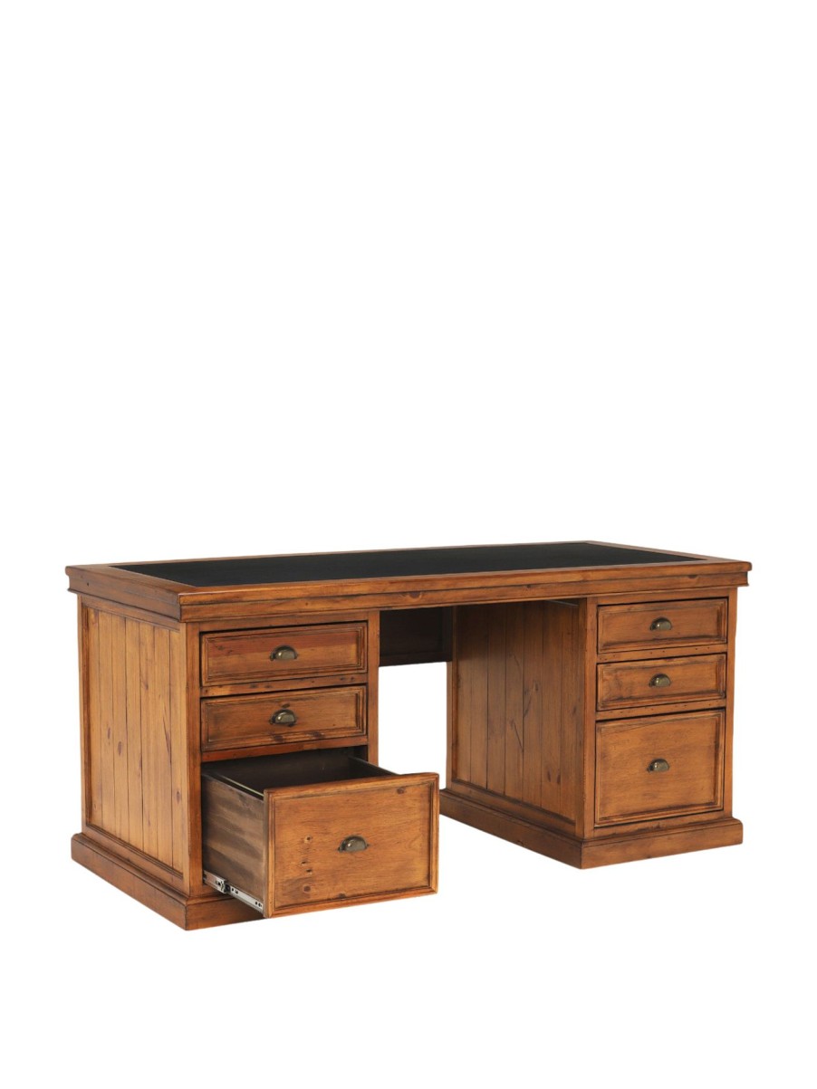 Furniture & Outdoor Barker and Stonehouse Desks | Villiers Reclaimed Wood Large Pedestal Desk Reclaimed Pine