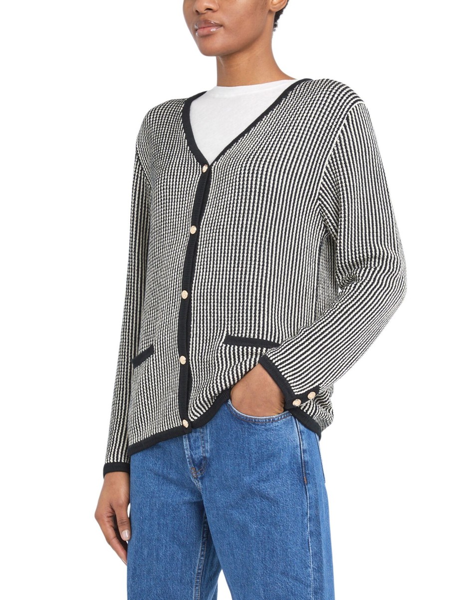 Women Anine Bing Knitwear | Dave Cardigan - Black And White Multi