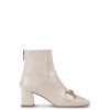 Women LK Bennett Boots | Nadina Ecru Crinkle Patent Ankle Boots Neutral