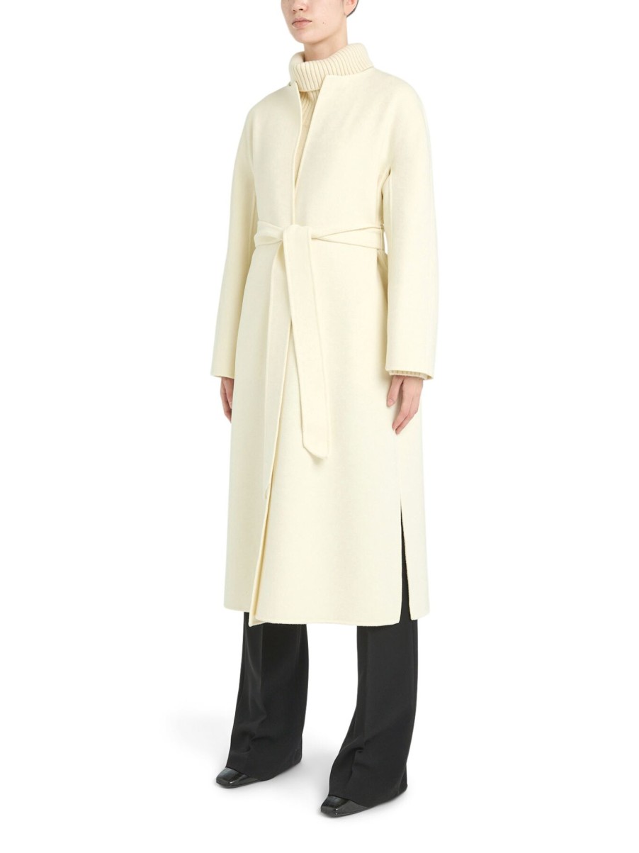 Women Max Mara Studio Coats & Jackets | Abetone Collarless Coat Ivory