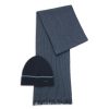 Men BOSS Hats | Scarf And Beanie Hat Set Dark Blue