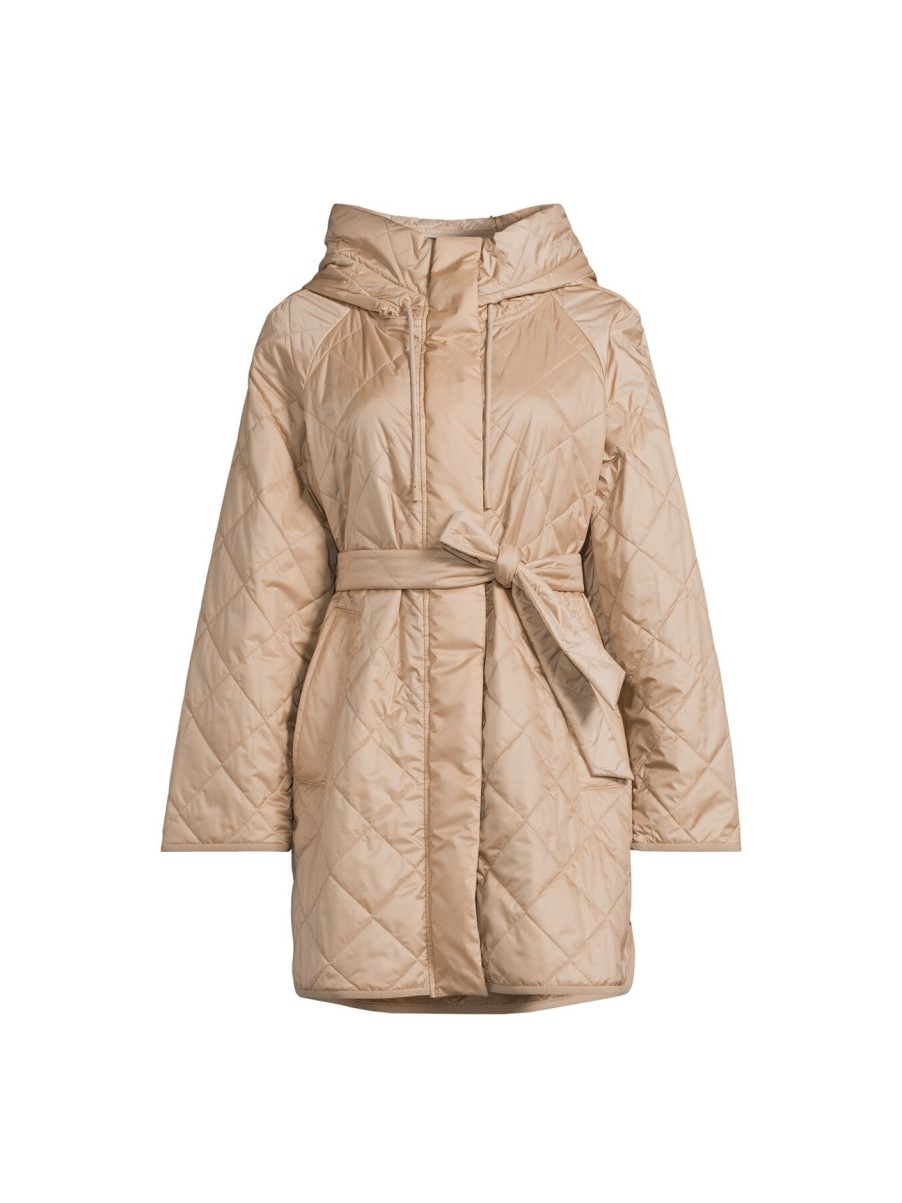 Women Weekend Max Mara Coats & Jackets | Ribera Puffer Coat With Hood Beige