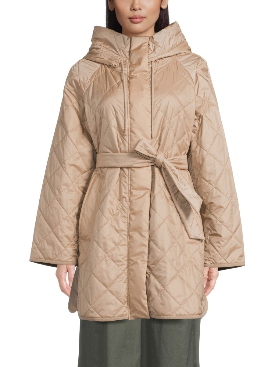 Women Weekend Max Mara Coats & Jackets | Ribera Puffer Coat With Hood Beige