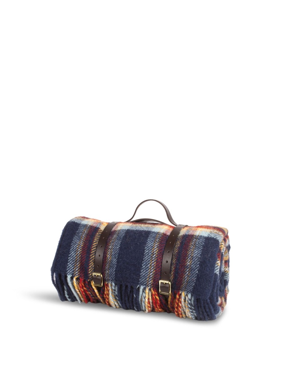 Home & Tech Tweedmill Throws & Blankets | Polo Picnic Rug Jubilee With Leather Straps And Waterproof Backing Navy