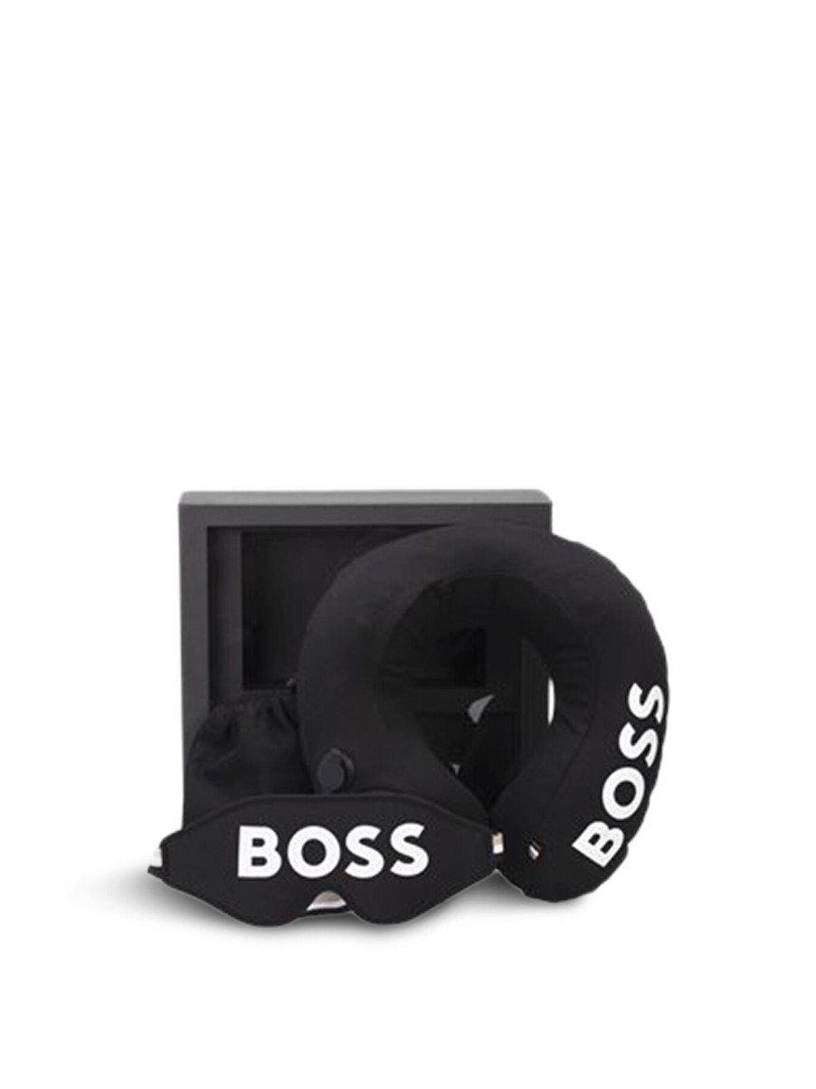 Men BOSS Travel Accessories | Gift Boxed Set With Neck Pillow And Eye Mask Black