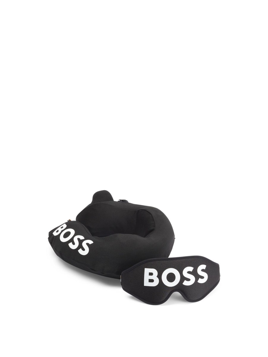 Men BOSS Travel Accessories | Gift Boxed Set With Neck Pillow And Eye Mask Black