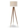 Home & Tech Heal's Floor Lamps | Hawkins Wooden Tripod Floor Lamp With Shade Brown