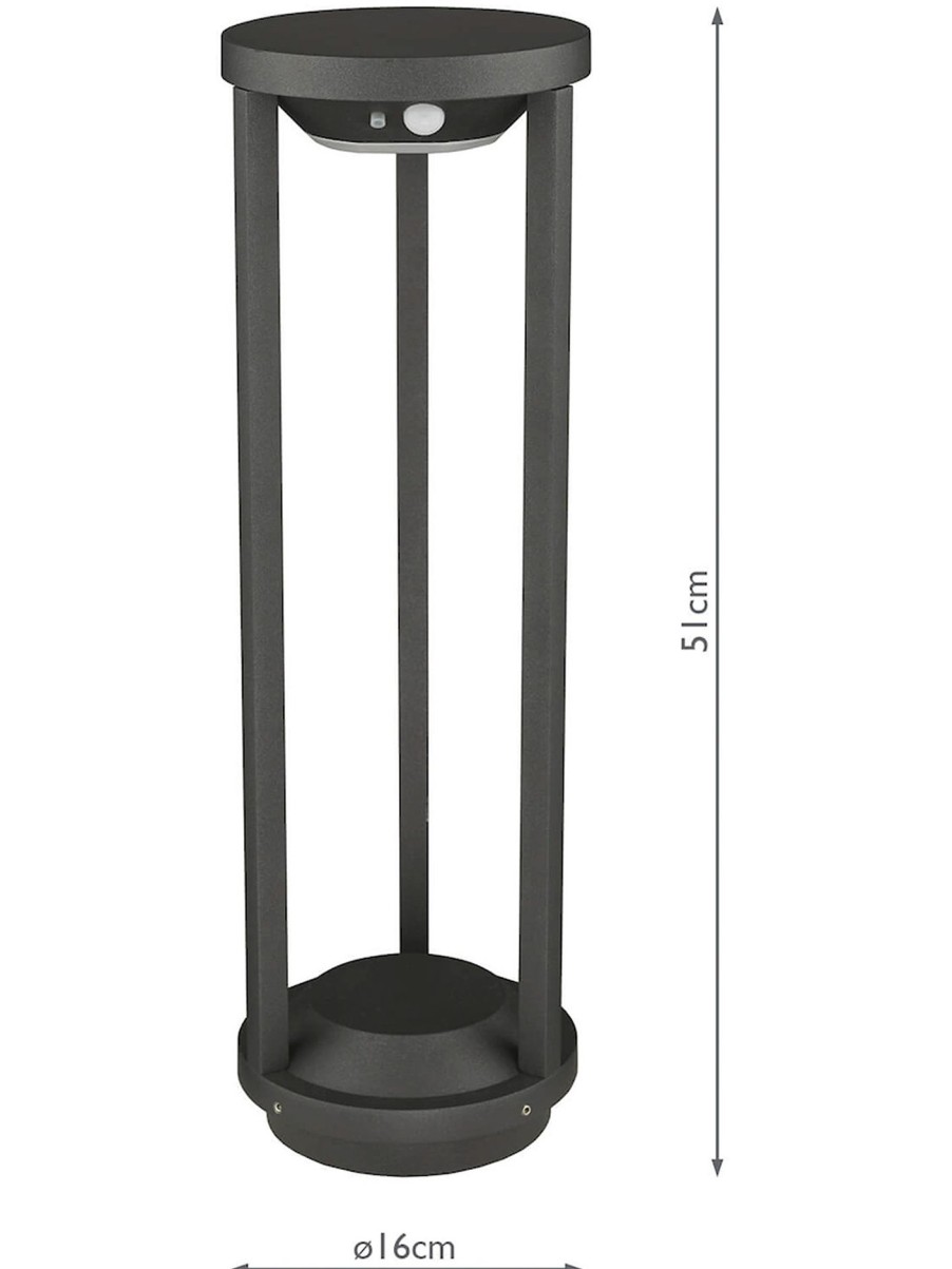 Home & Tech Dar Lighting Outdoor Lights | Vox Solar Powered Outdoor Post Light Grey