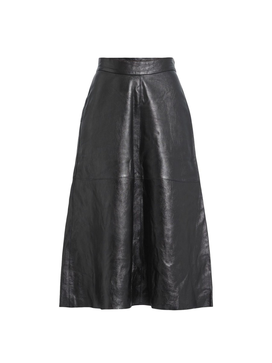 Women DAY Birger et Mikkelsen Skirts | Gardenia Lamb Leather Midi Skirt Black