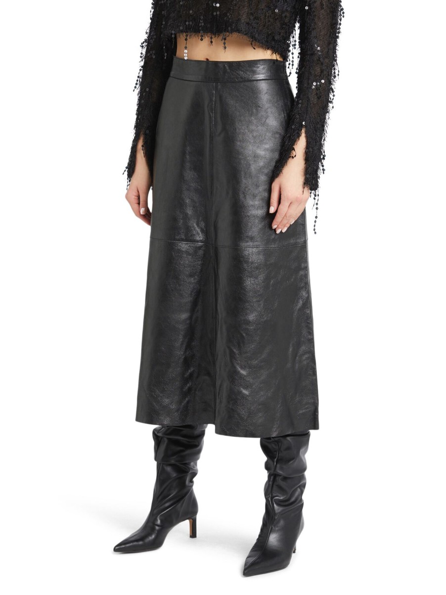 Women DAY Birger et Mikkelsen Skirts | Gardenia Lamb Leather Midi Skirt Black