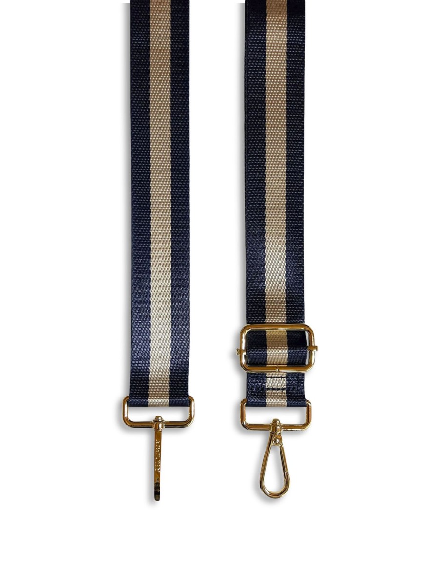 Women Apatchy London Bag Accessories | And Gold Stripe Strap Navy