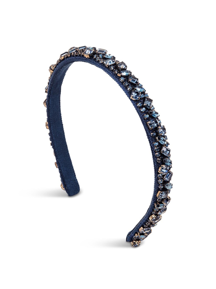 Women Jennifer Behr Hair Accessories | Essen Hand Embroidered Crystal Silk Hb Sapphire