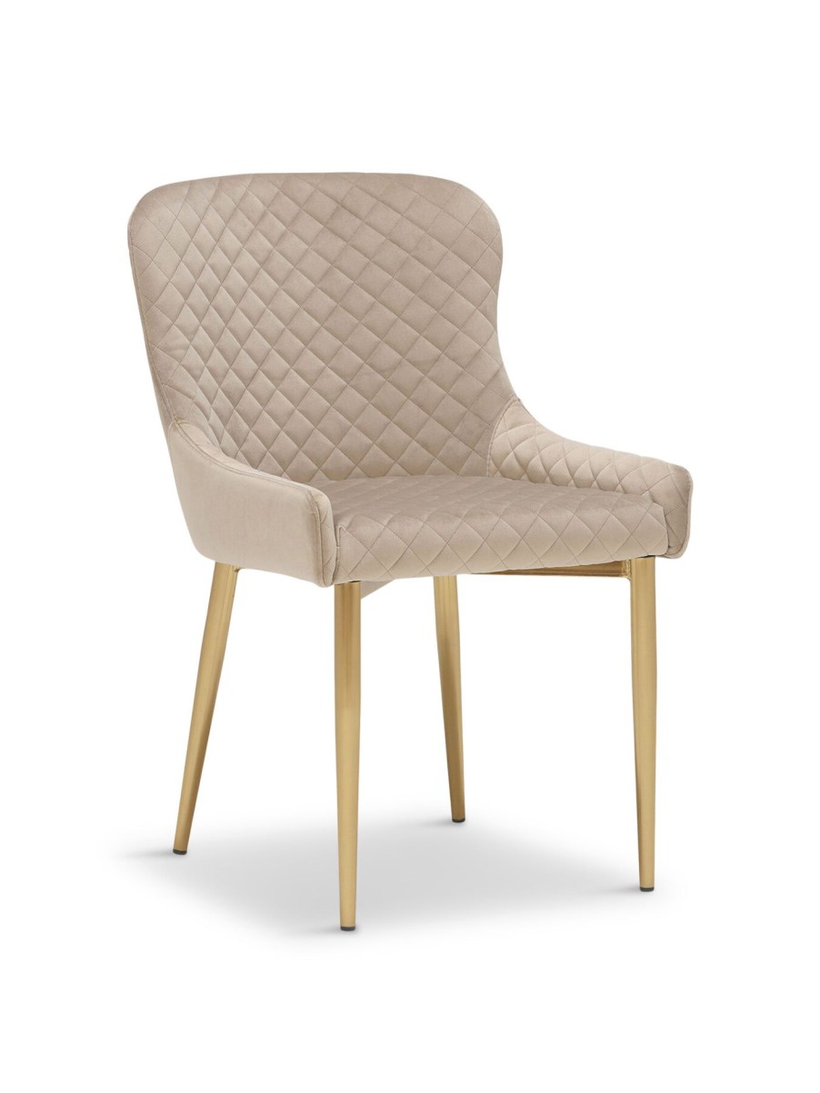 Furniture & Outdoor Barker and Stonehouse Dining Chairs | Rivington Velvet Quilted Dining Chair Neutral