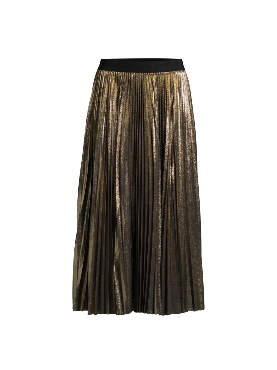 Women Weekend Max Mara Skirts | Nurra Pleated Shimmer Skirt Gold