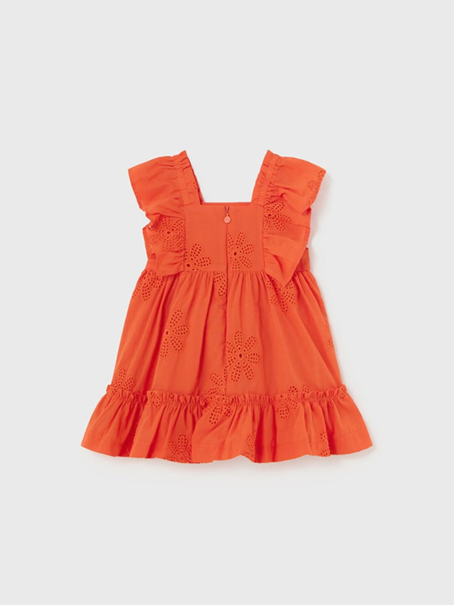 Kids Mayoral Dresses & Skirts | Embroidered Flower Dress Tangerine