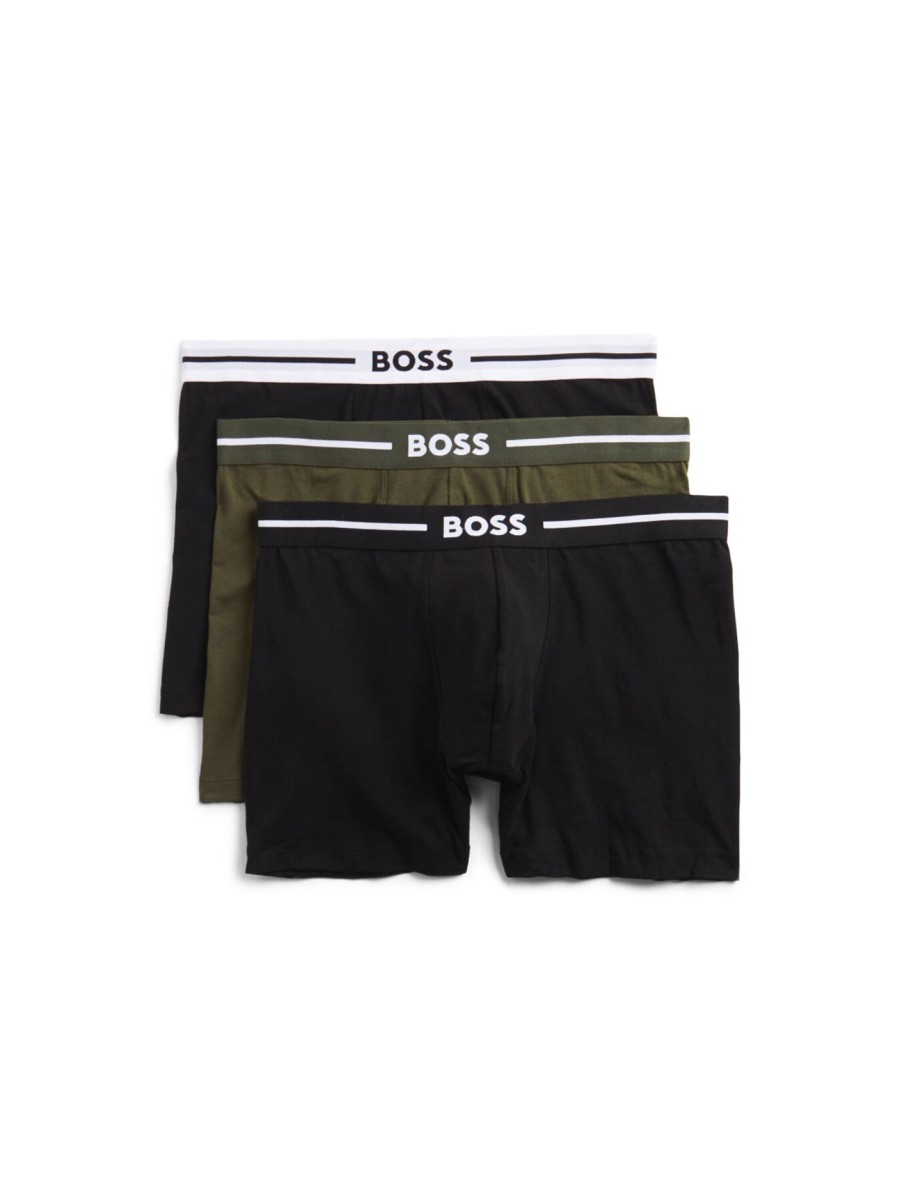 Men BOSS Underwear & Socks | Three-Pack Of Boxer Briefs In Stretch Cotton Open Miscellaneous