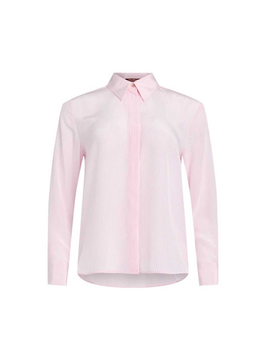 Women Max Mara Studio Tops | Gong Stripe Shirt Pink