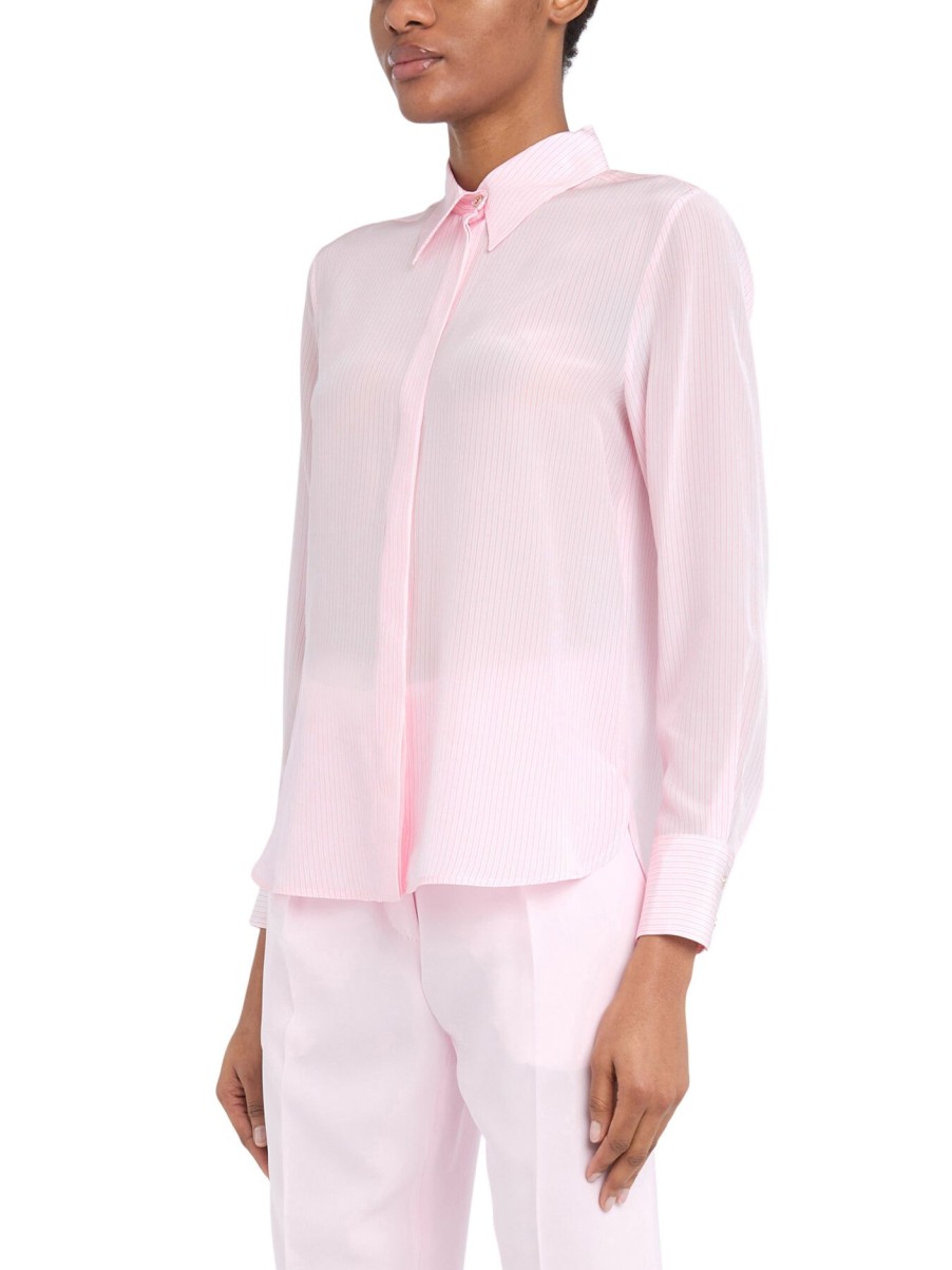 Women Max Mara Studio Tops | Gong Stripe Shirt Pink