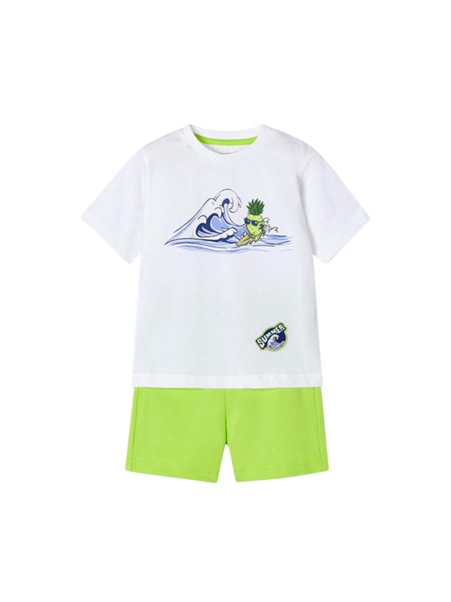 Kids Mayoral Sets | Pineapple Surf T-Shirt Set Kiwi