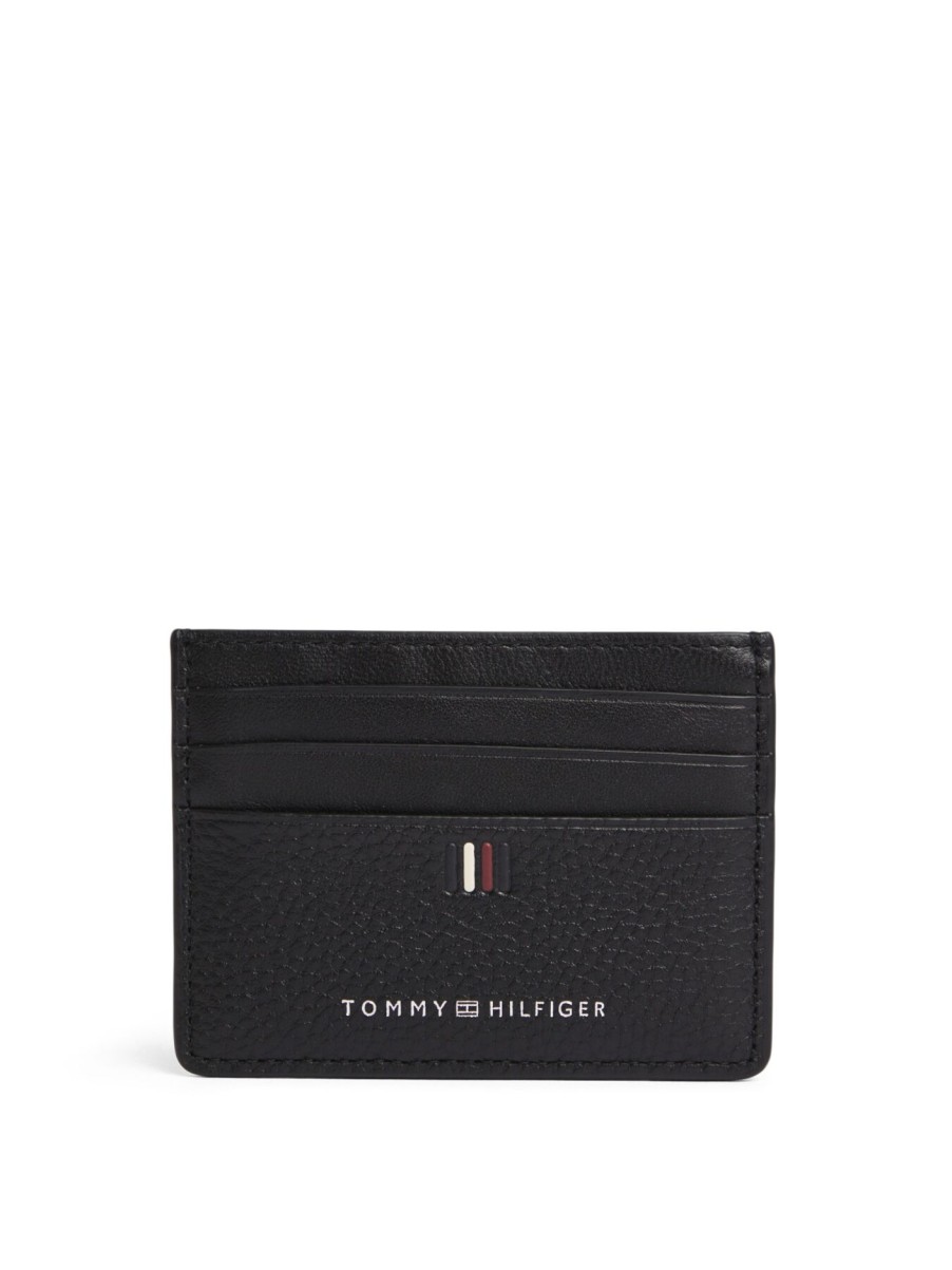 Men Tommy Hilfiger Wallets & Card Holders | Central Card Leather Wallet Black