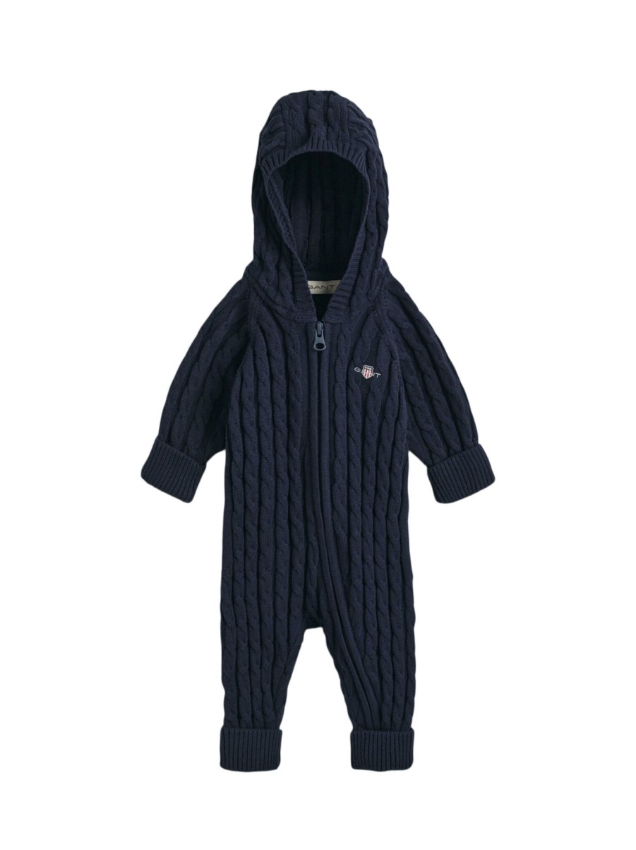 Kids GANT Baby Grows | Cotton Cable Shield One Piece Evening Blue