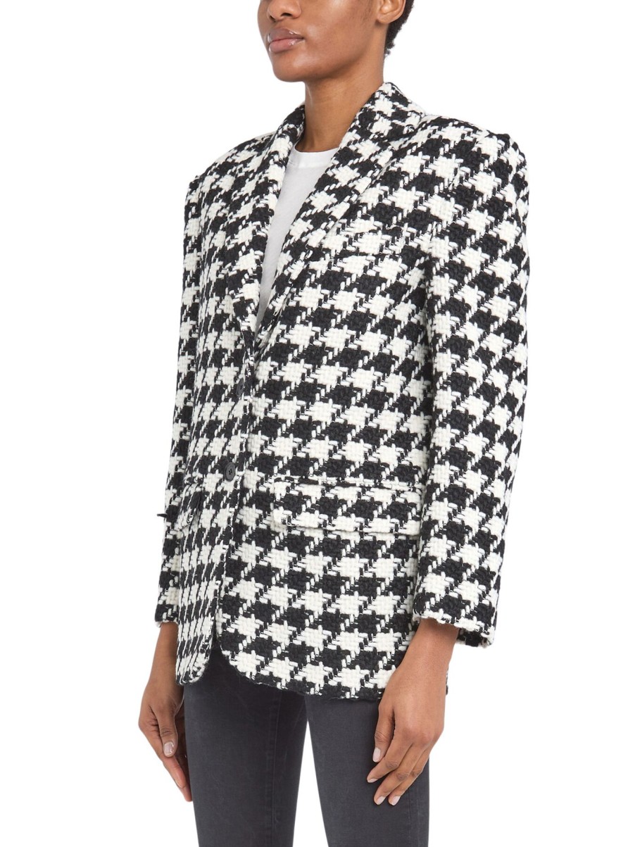 Women Anine Bing Coats & Jackets | Quinn Blazer - Black And White Houndstooth Multi