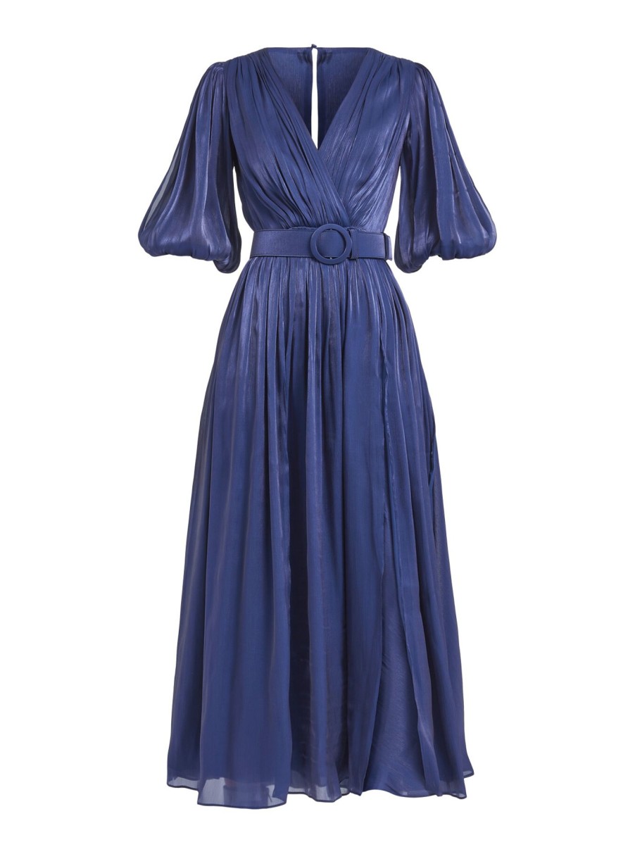 Women Costarellos Dresses | Brennie Midi Dress With Side Split Dark Blue