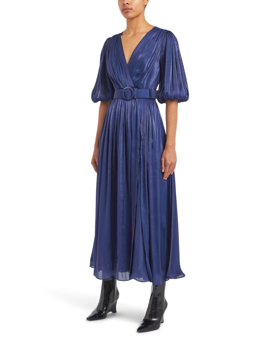 Women Costarellos Dresses | Brennie Midi Dress With Side Split Dark Blue