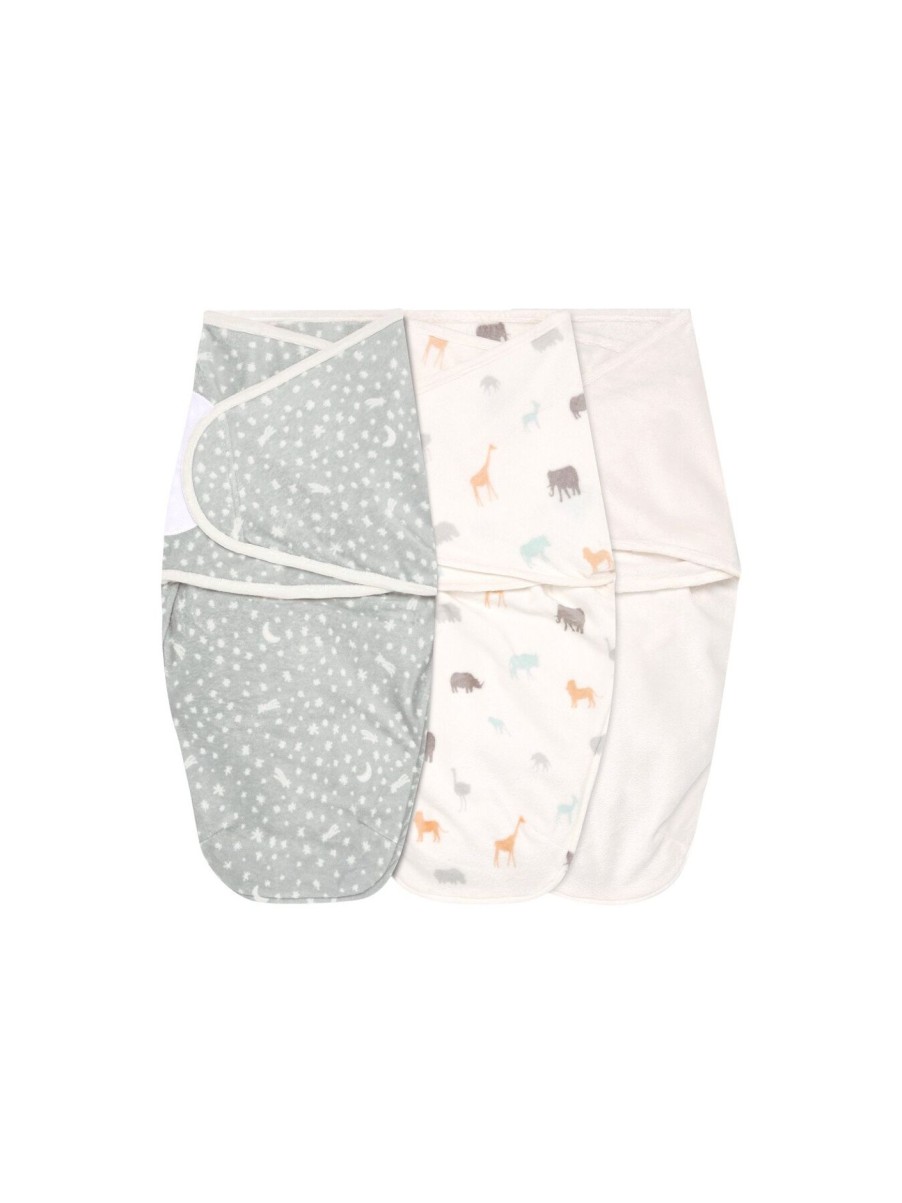 Kids aden + anais Nightwear | Easy Swaddle Wrap 1.5 Tog 3 Pack Velboa (0-3 Months) Wild Prairie