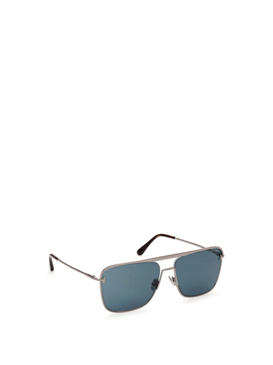 Men Tom Ford Men's Men'S Sunglasses | Nolan Metal Mens Sunglasses Shiny Dark Ruthenium/Blue