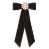 Women Jennifer Behr Hair Accessories | Perla Petite Velvet Pearl Bow Barrette Black