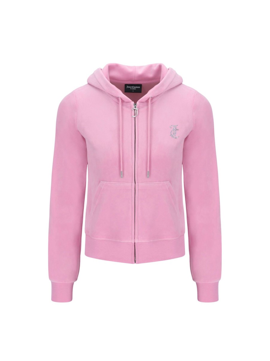 Women Juicy Couture Tracksuits | Mixed Colour Diamante Robertson Hoodie Begonia Pink